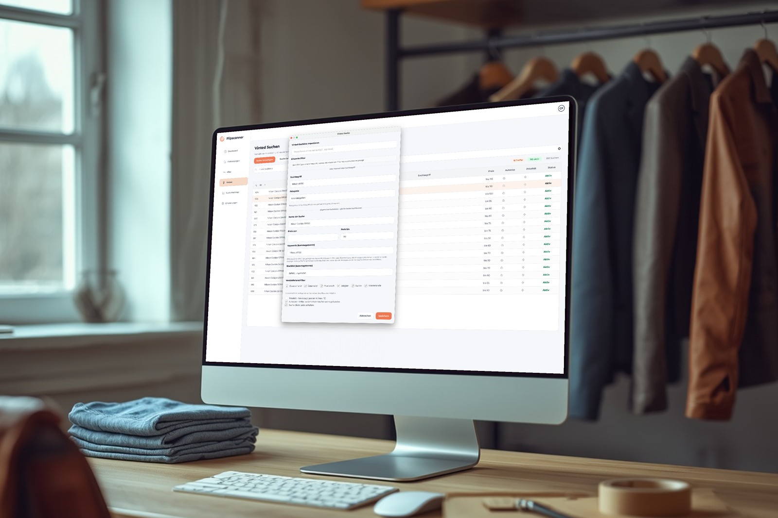 Die Autocop-Einstellungen in der Flipscanner-Desktop-App mit eng gesetzten Kriterien und Preisobergrenze.